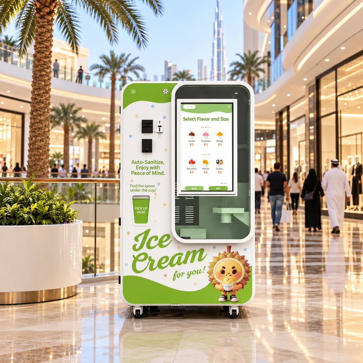 آلة بيع الآيس كريم الإمارات العربية المتحدة للمراكز التجارية ومواقع الجذب السياحي ومواقع التجزئة المتميزة